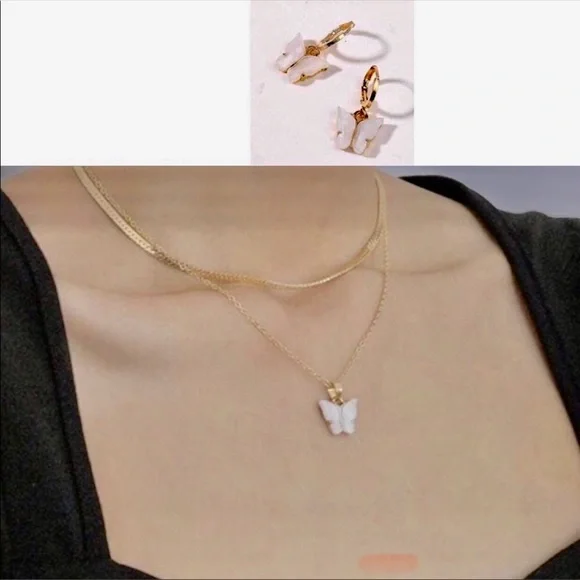 Necklace and earring set, butterfly - Picture 11 of 14